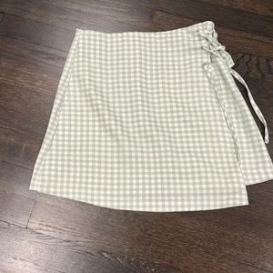 Green, white skirt, above knee length